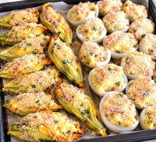 cipolle e fiori ripieni ricetta ligure